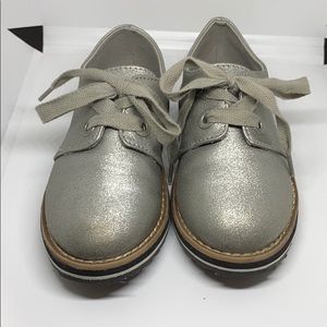 ZARA Silver Leather Derby Shoes SZ6